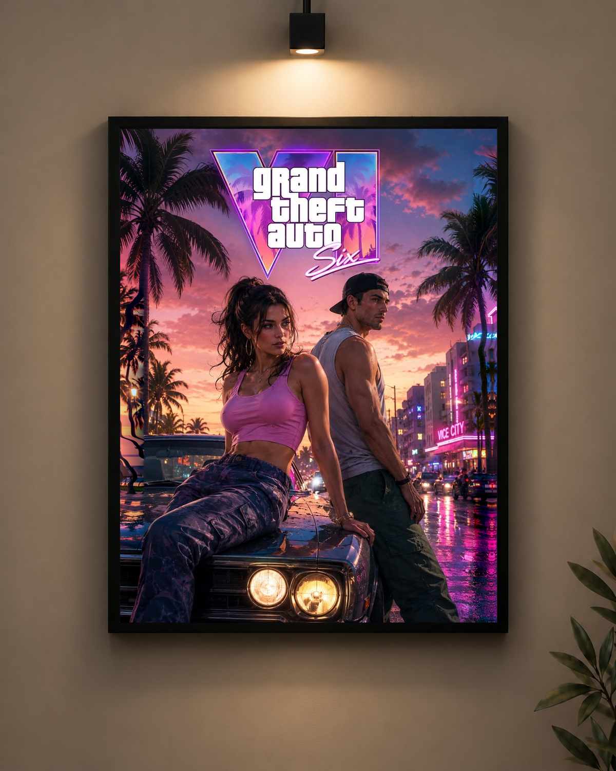 GTA VI Vice City Frame in black frame - PrintIt