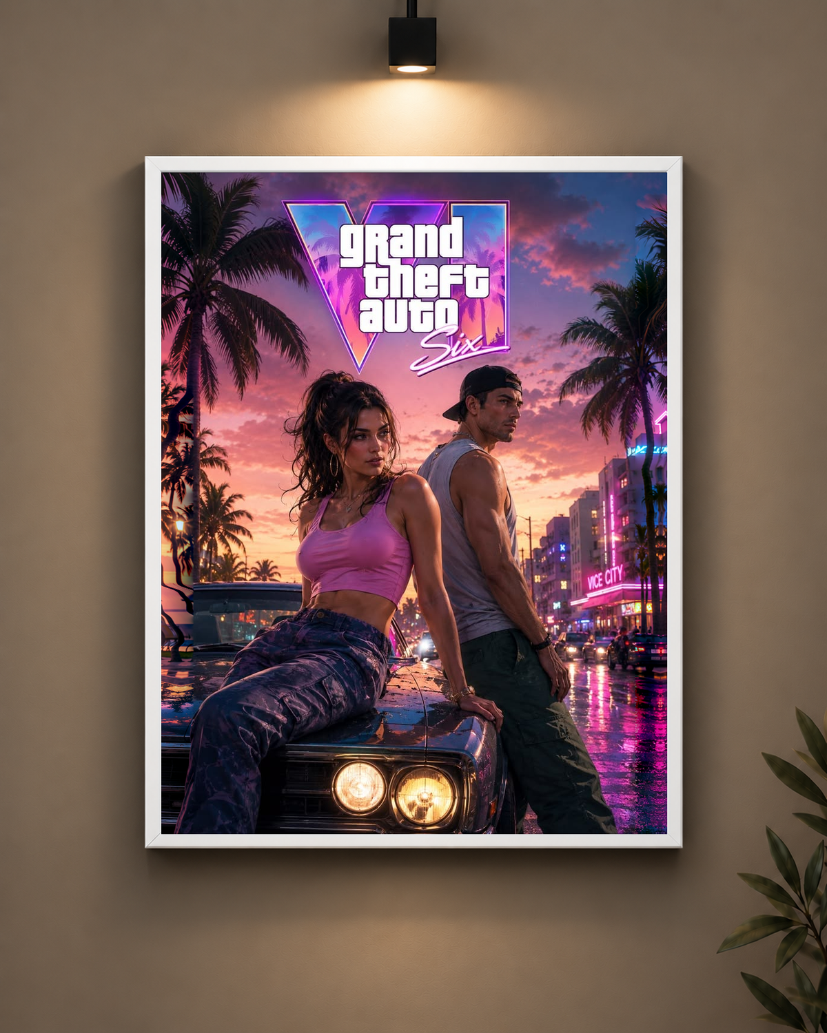 GTA VI Vice City Frame in black frame - PrintIt