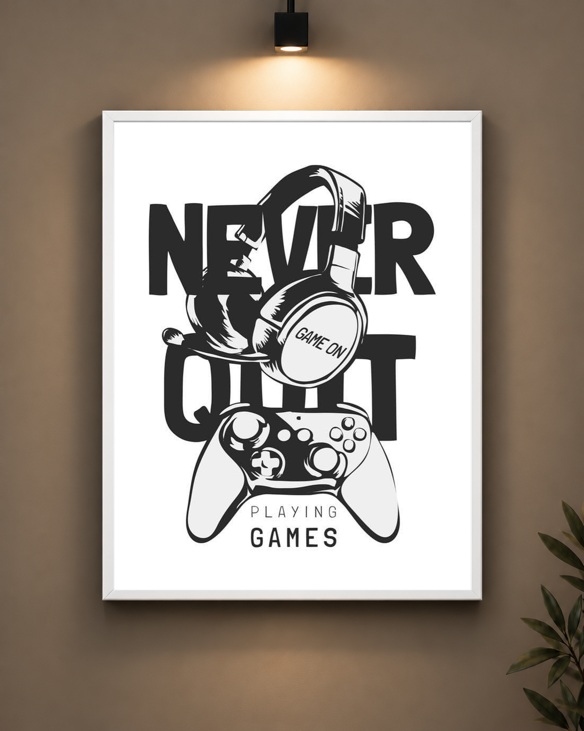 Never Quit Gaming Frame in black frame - PrintIt