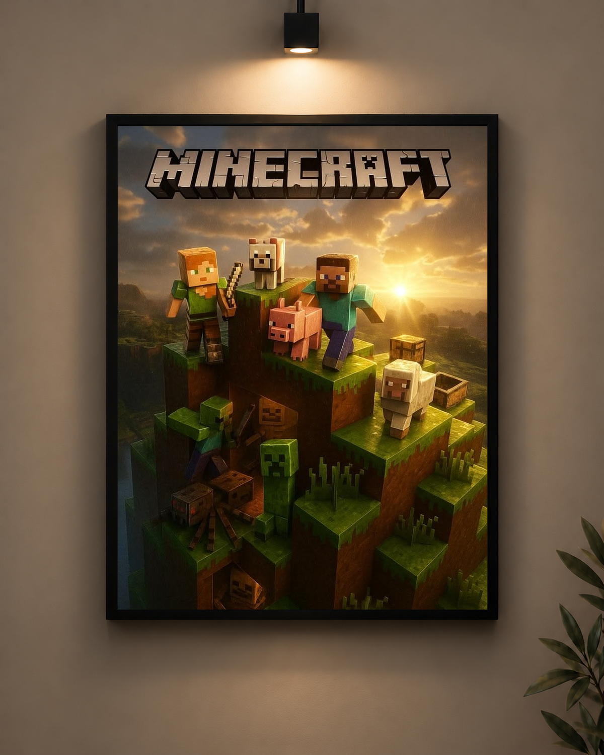 Minecraft Overworld Frame in black frame - PrintIt