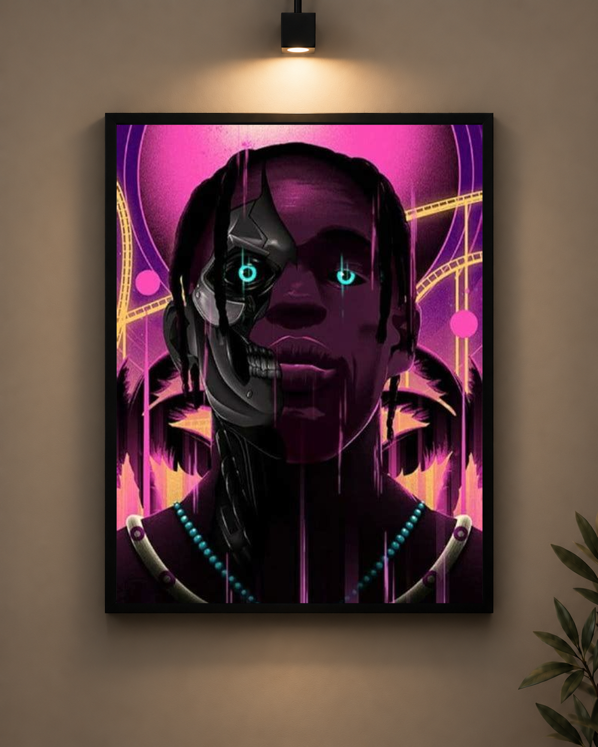 Neon Cyberpunk Gamer Frame in black frame - PrintIt