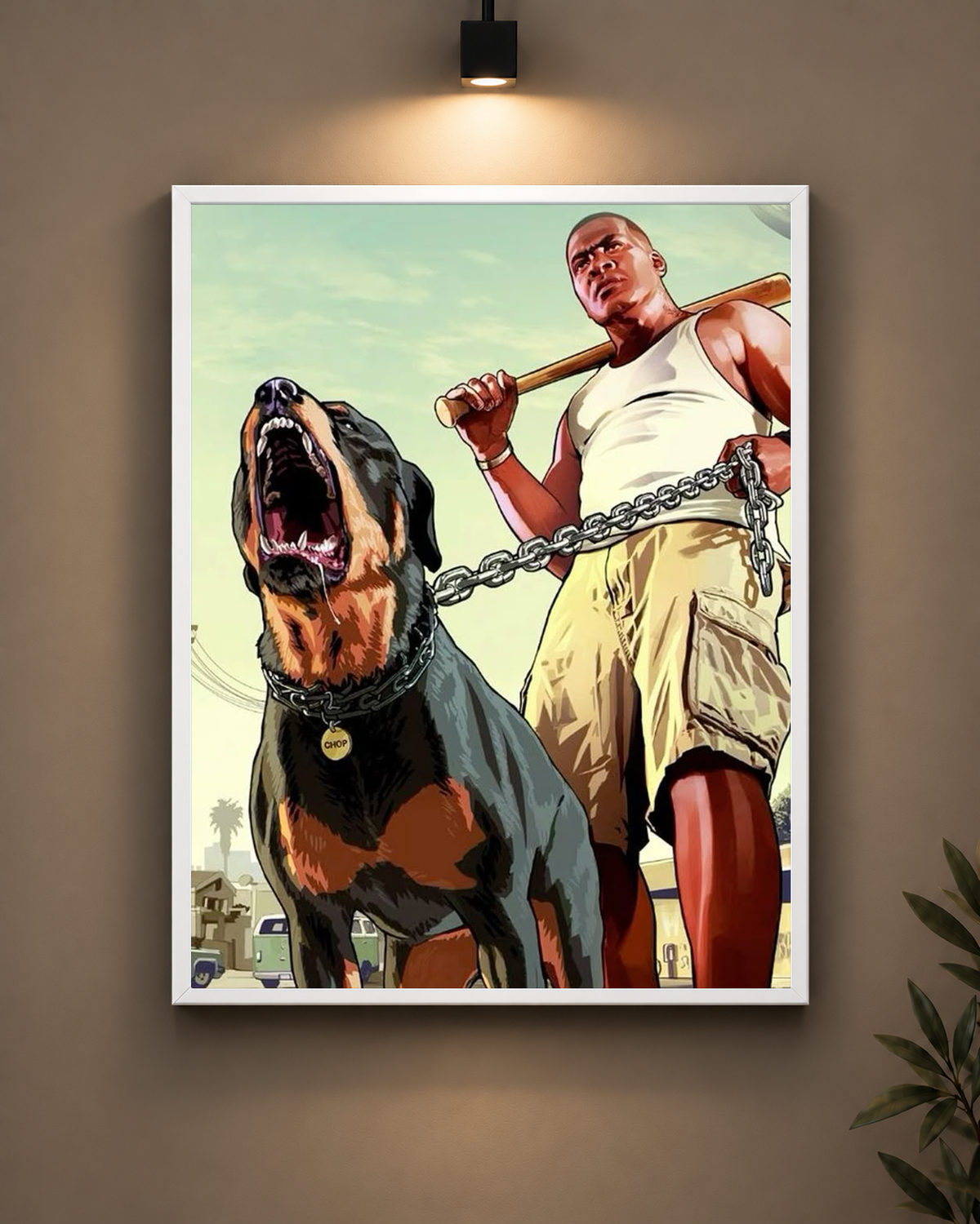 GTA V Franklin and Chop Frame in black frame - PrintIt