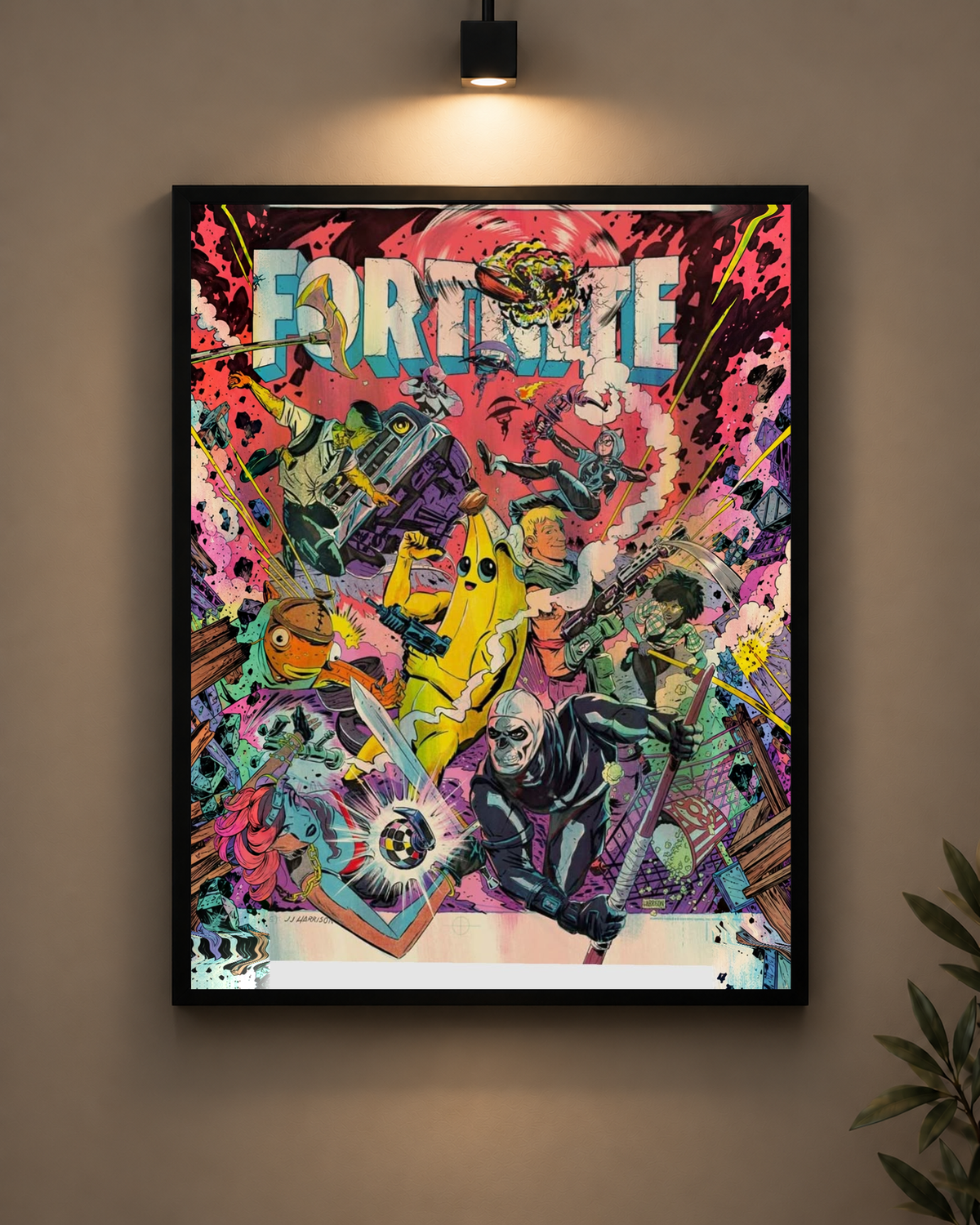Fortnite Graffiti Frame in black frame - PrintIt