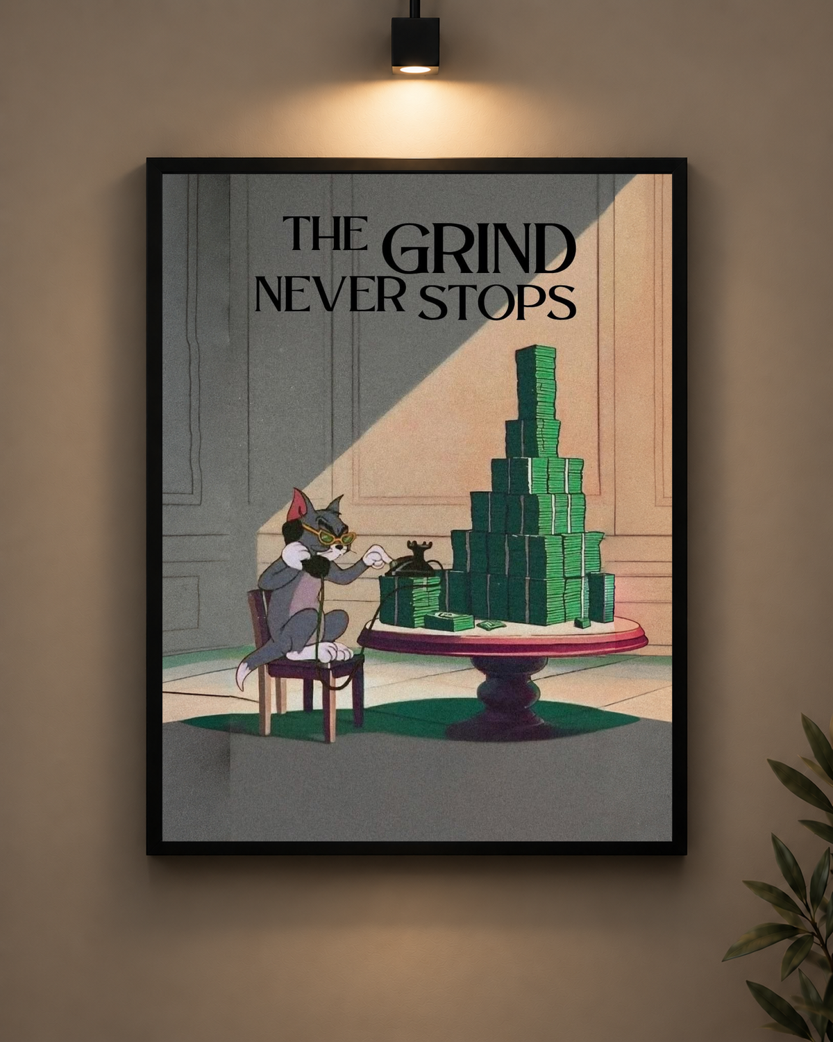 The Grind Never Stops Frame in black frame - PrintIt