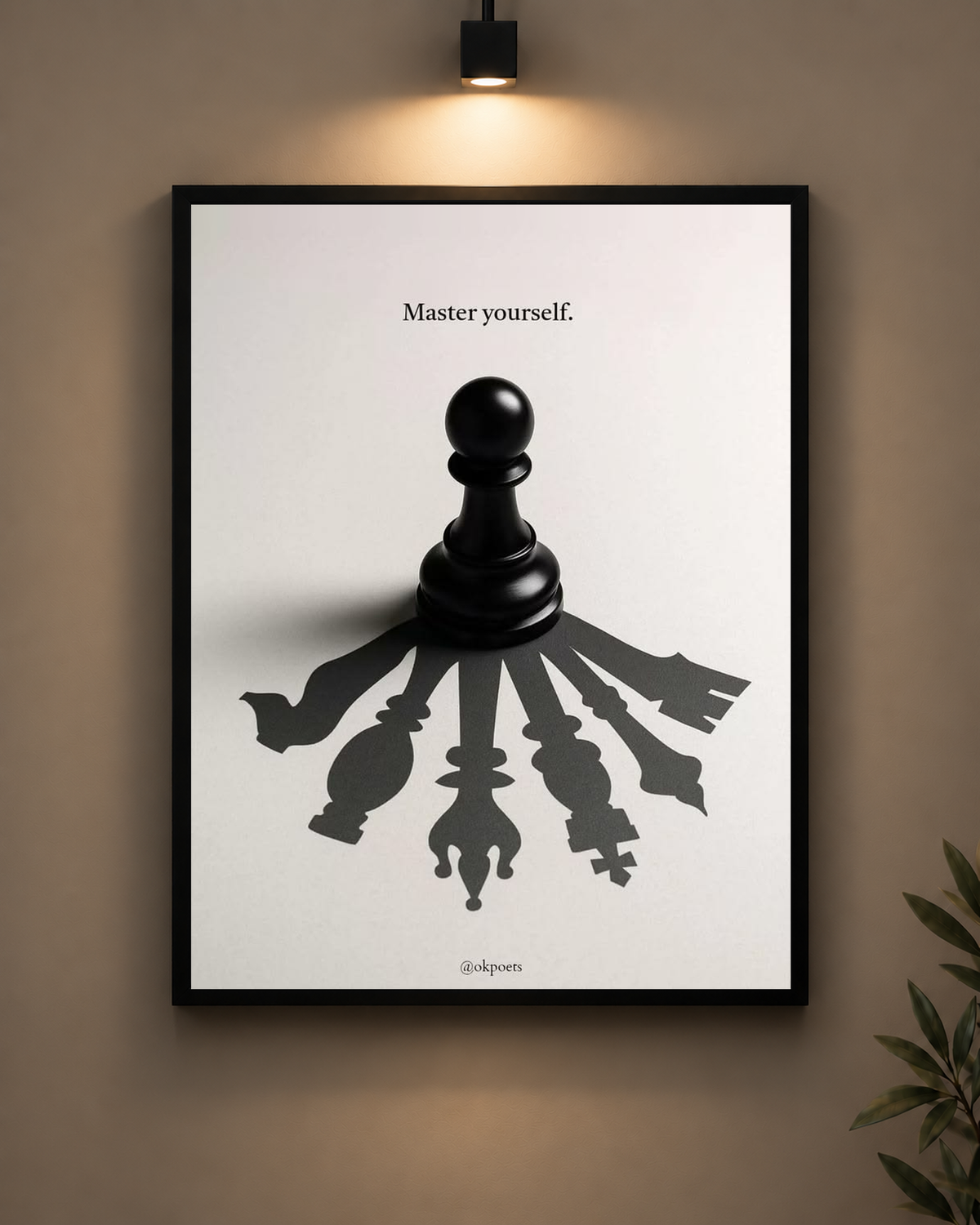 Master Yourself Chess Frame in black frame - PrintIt