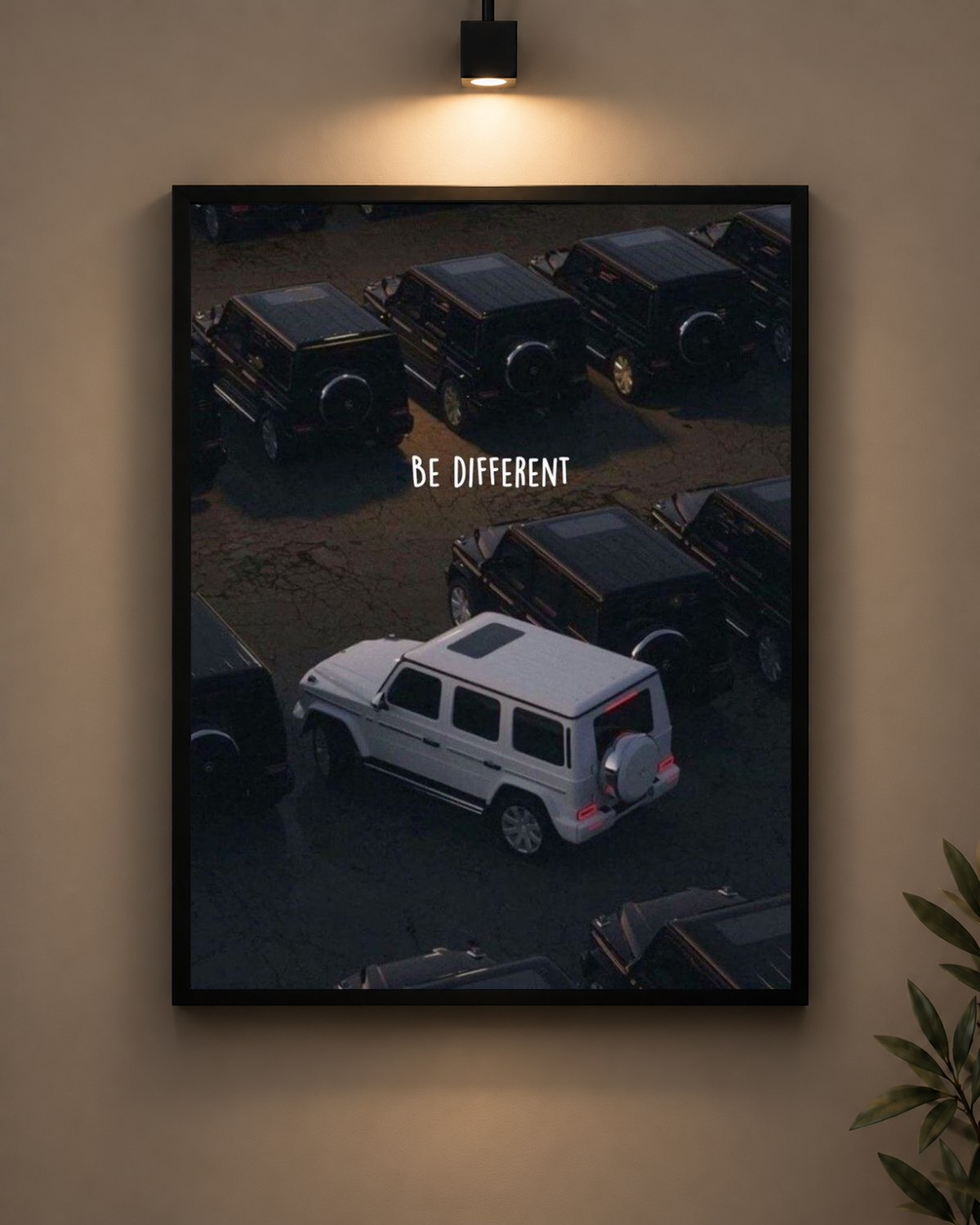 Be Different Car Frame in black frame - PrintIt
