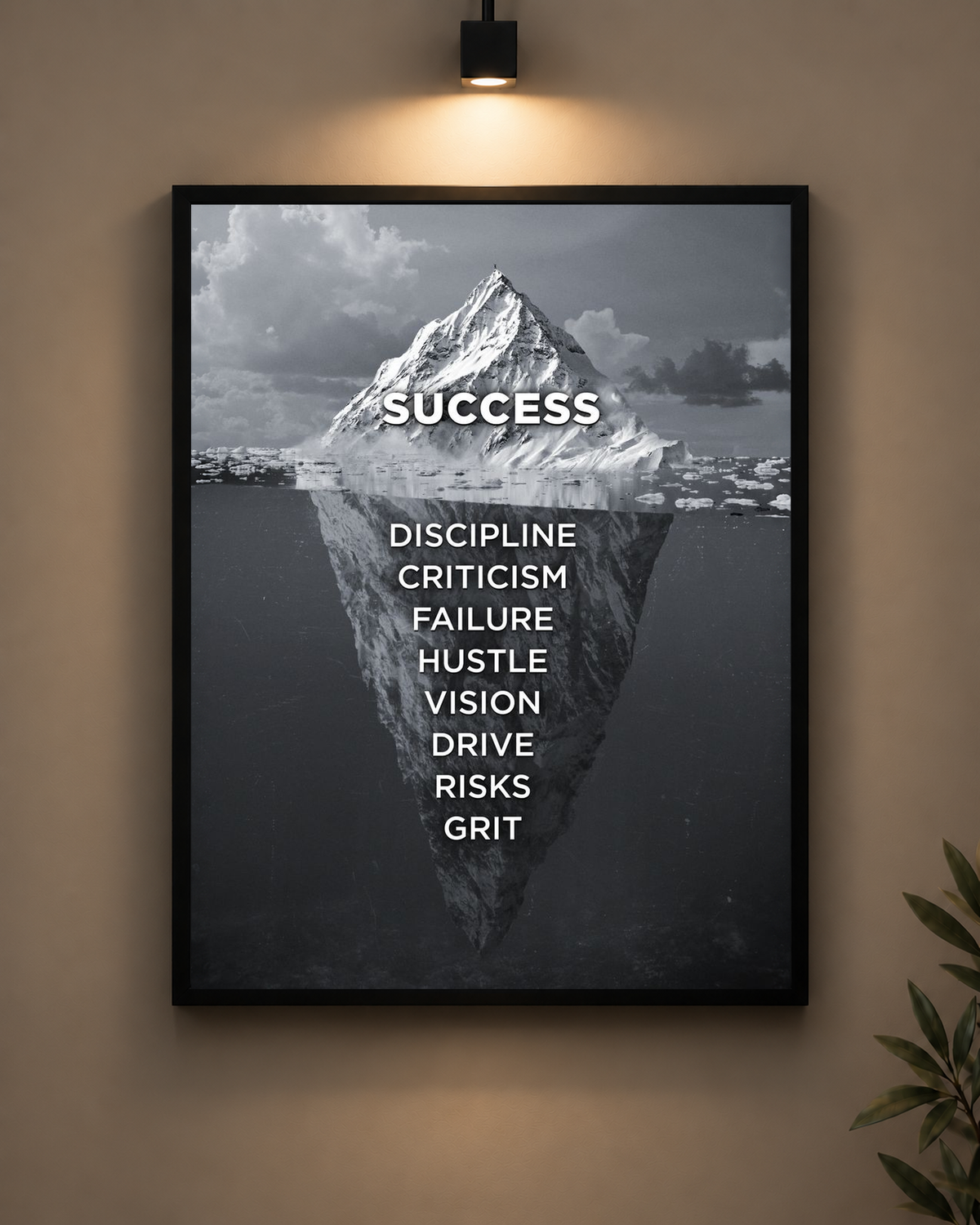 Success Iceberg Frame in black frame - PrintIt