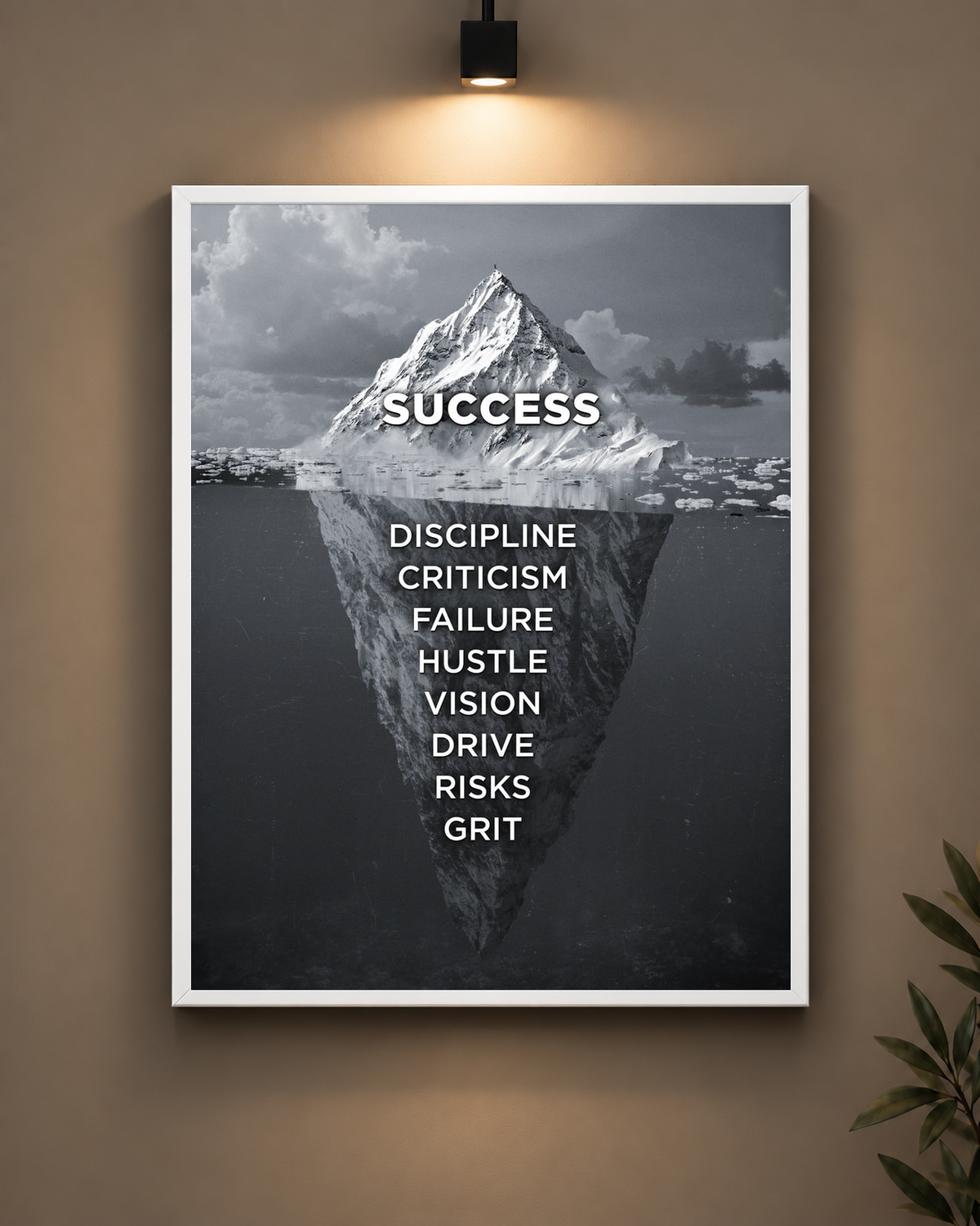 Success Iceberg Frame in black frame - PrintIt