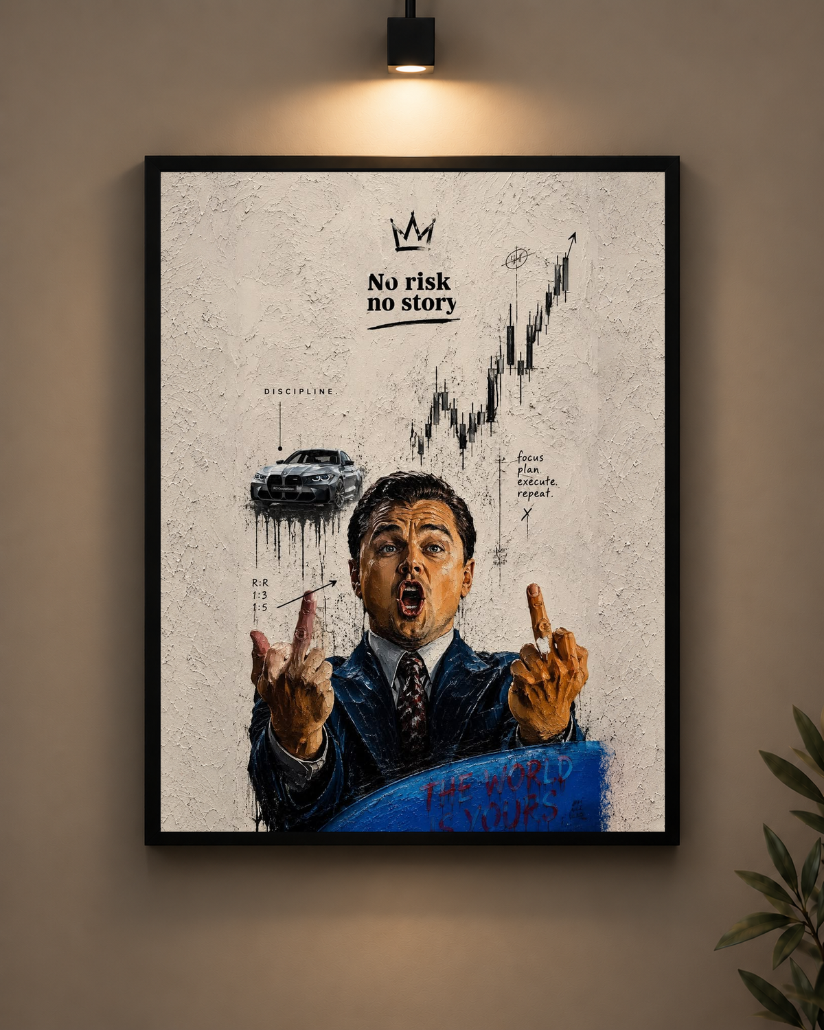 No Risk No Story Trader Frame in black frame - PrintIt
