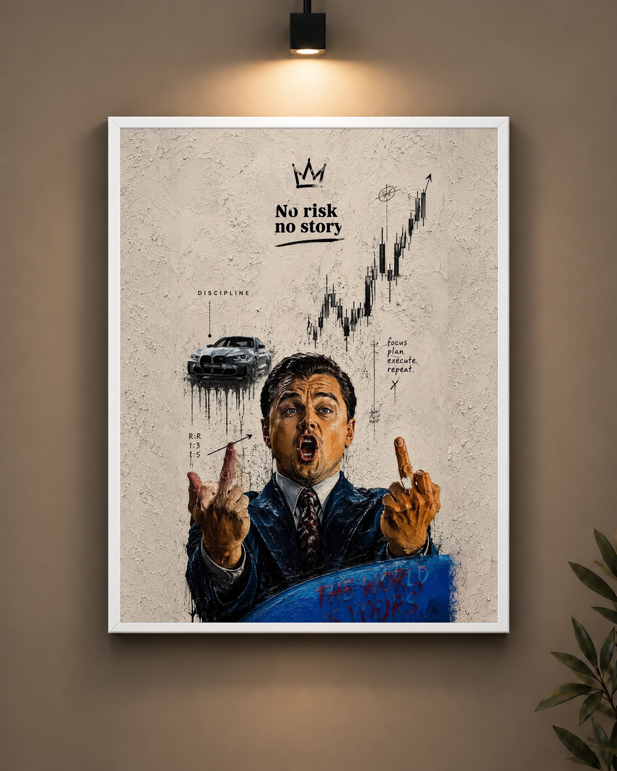 No Risk No Story Trader Frame in black frame - PrintIt