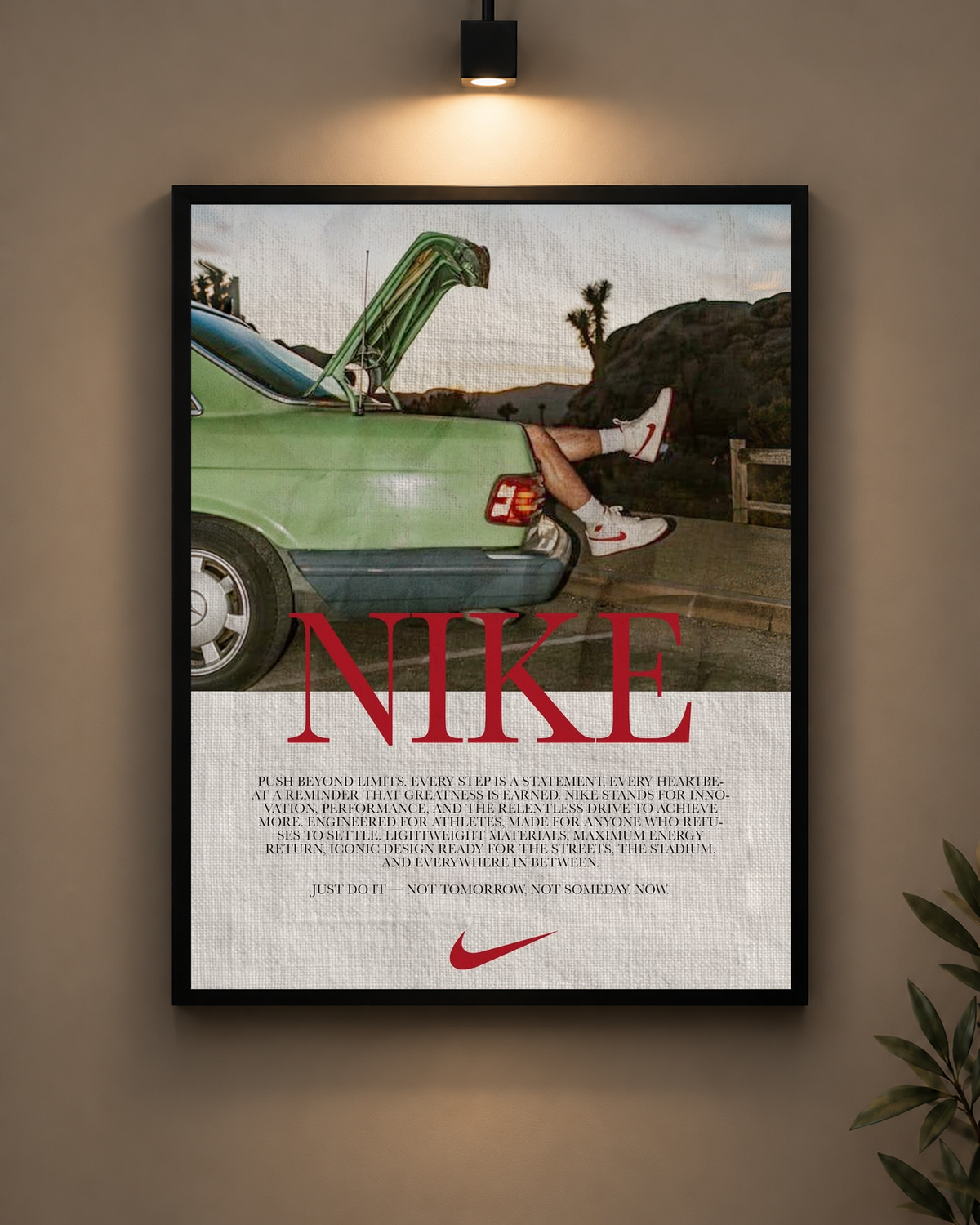 Nike Vintage Car Frame in black frame - PrintIt