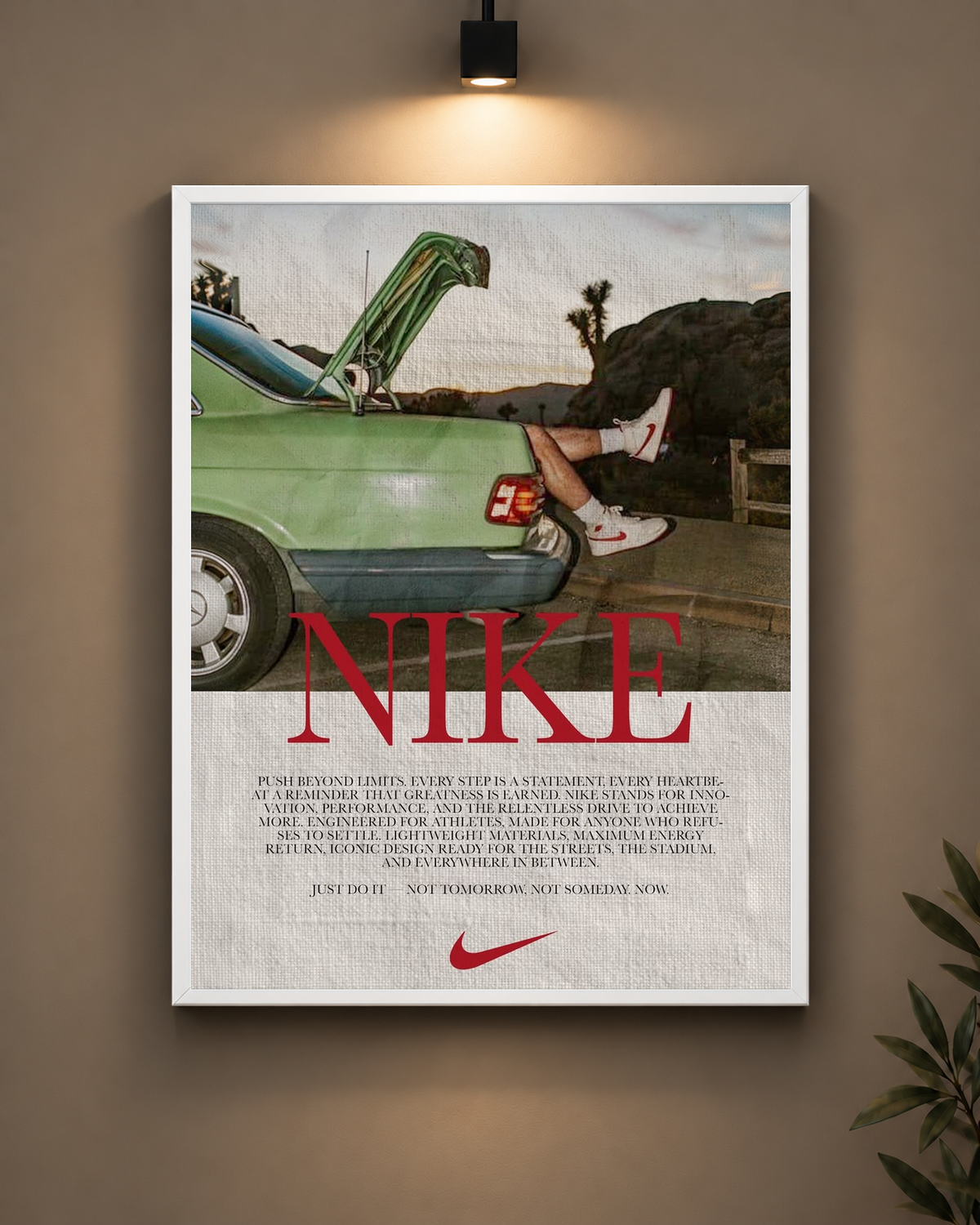 Nike Vintage Car Frame in black frame - PrintIt