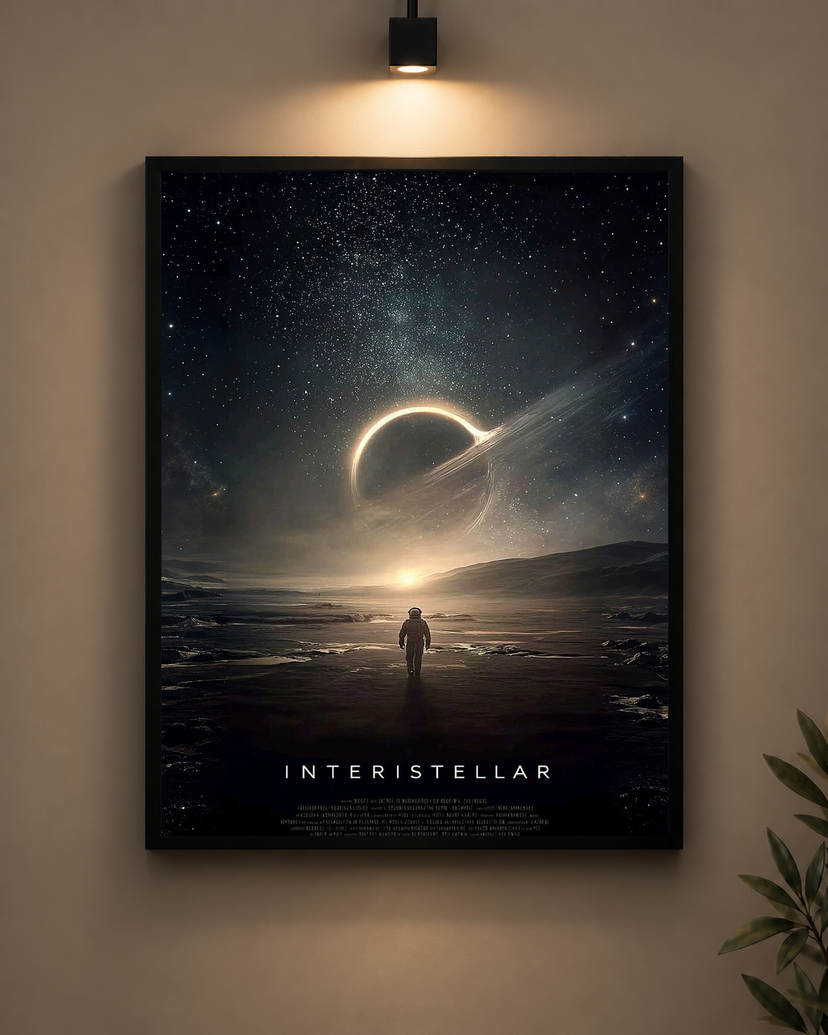 Interstellar Black Hole Frame in black frame - PrintIt