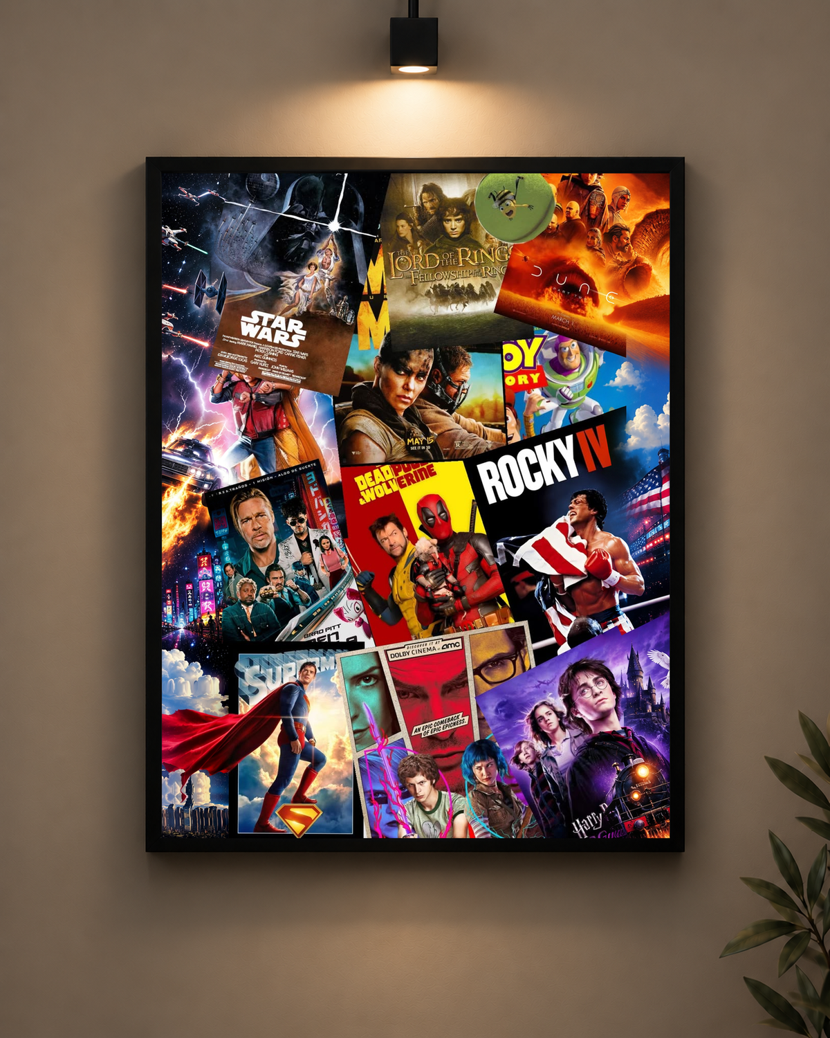 Movies and TV Collage Frame in black frame - PrintIt