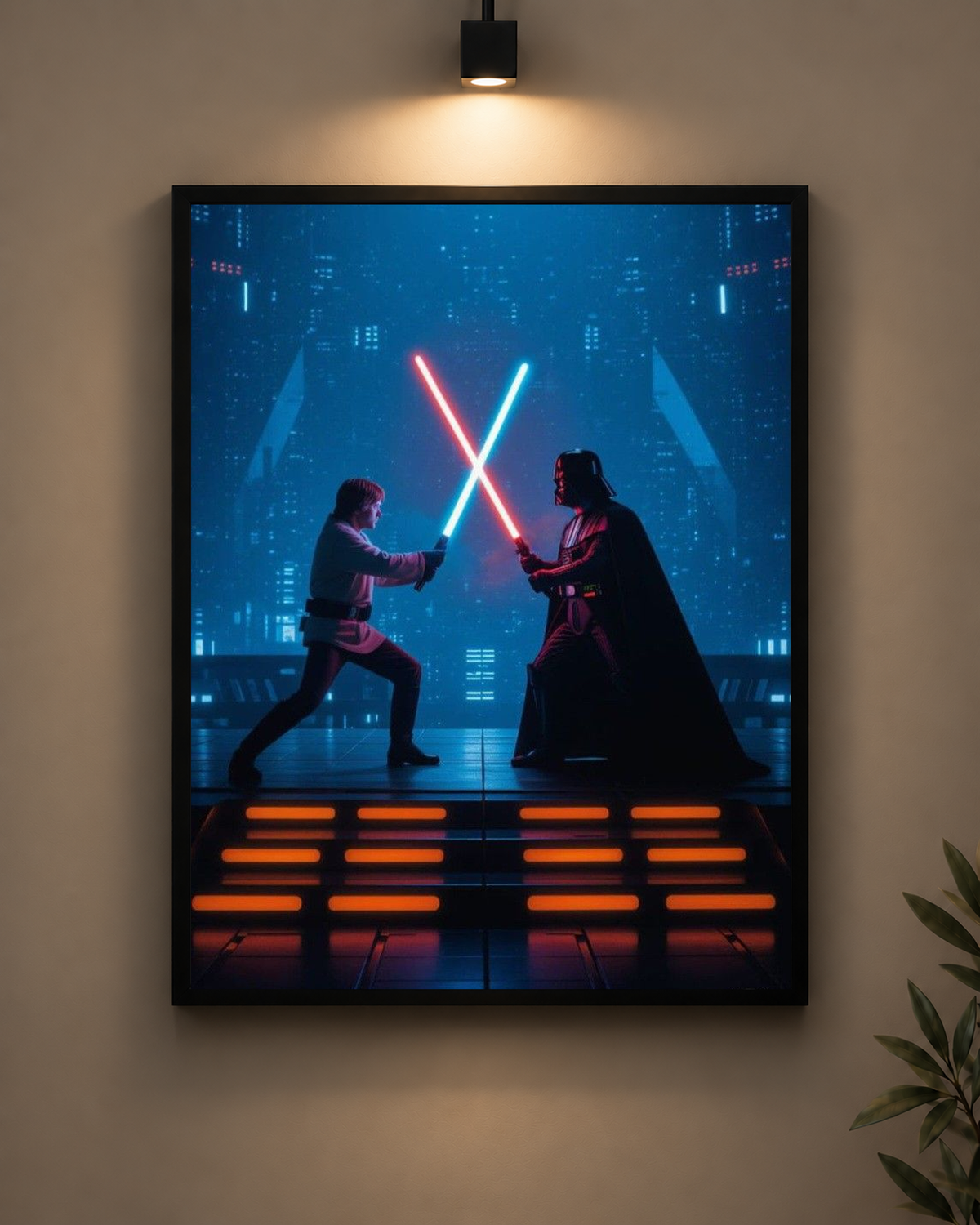 Star Wars Lightsaber Duel Frame in black frame - PrintIt