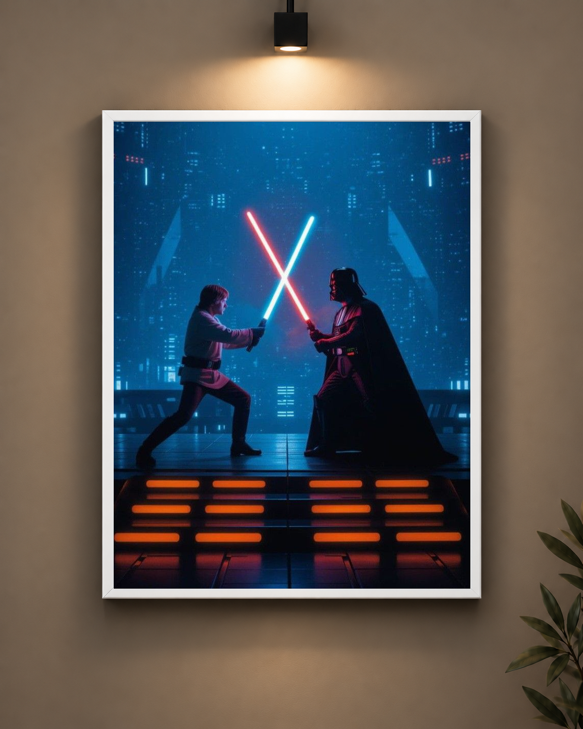 Star Wars Lightsaber Duel Frame in black frame - PrintIt