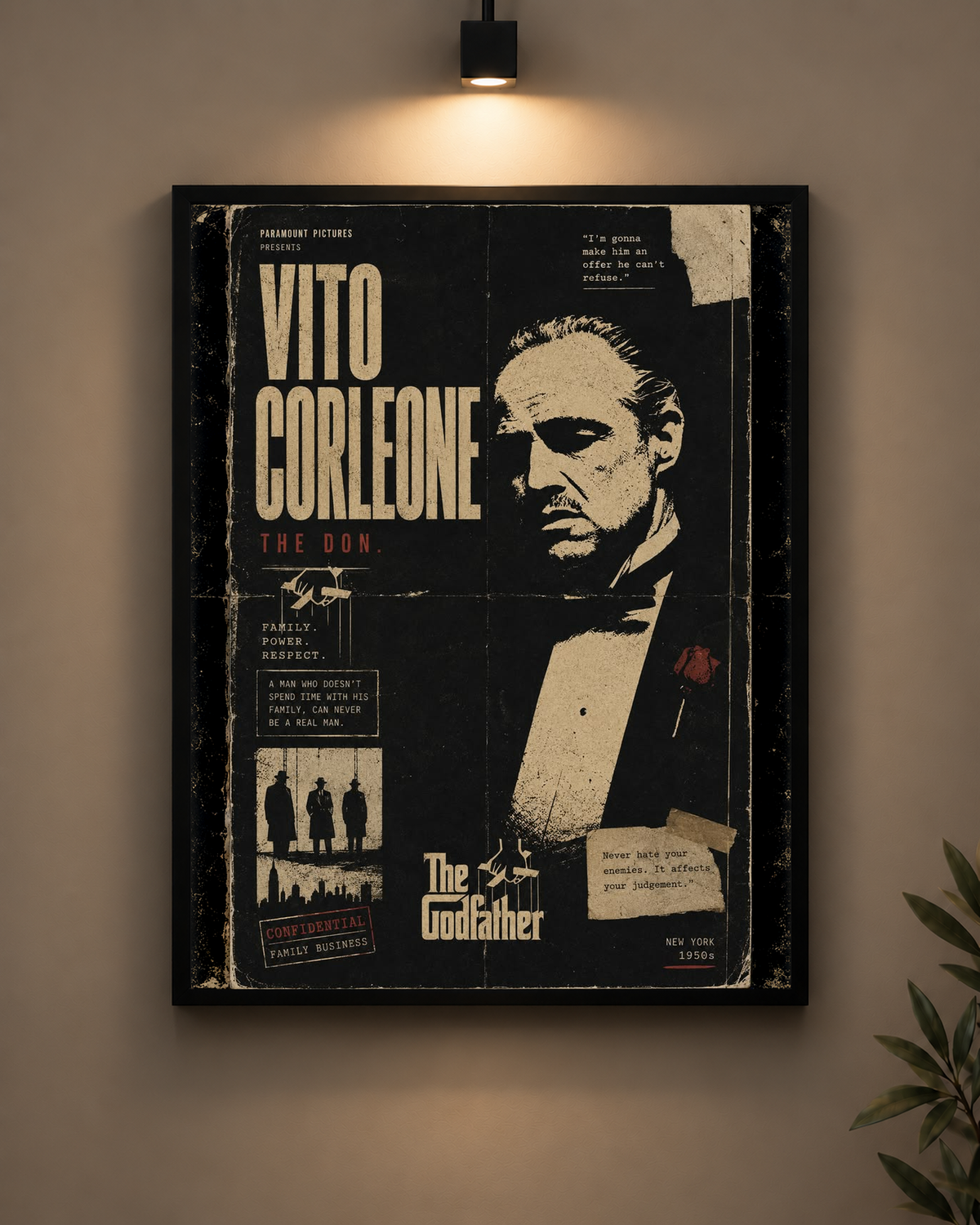 Vito Corleone Godfather Frame in black frame - PrintIt