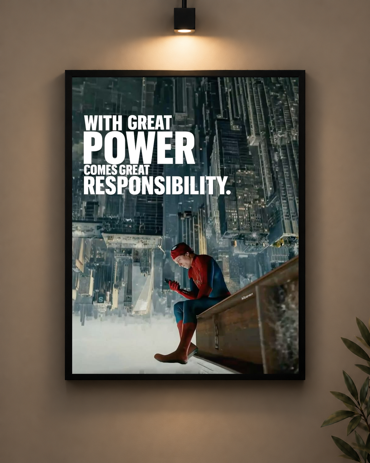 Spider-Man Great Power Frame in black frame - PrintIt