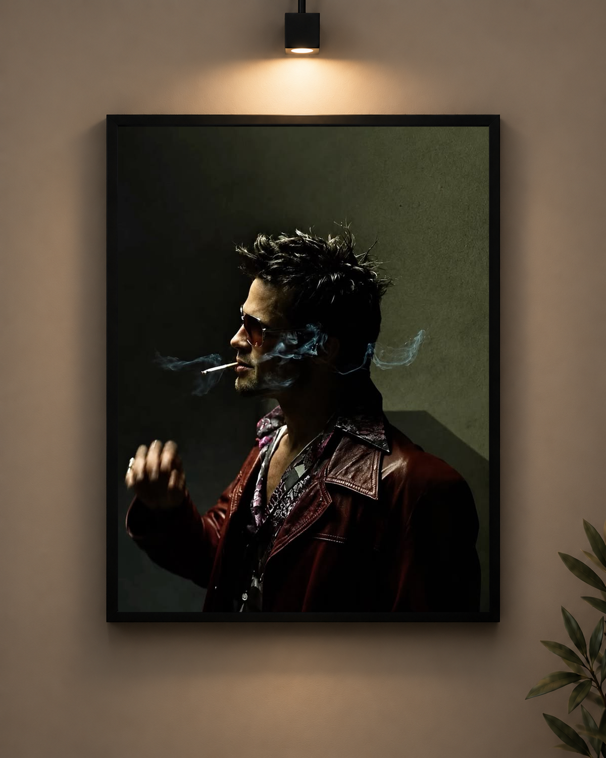 Tyler Durden Dark Portrait Frame in black frame - PrintIt