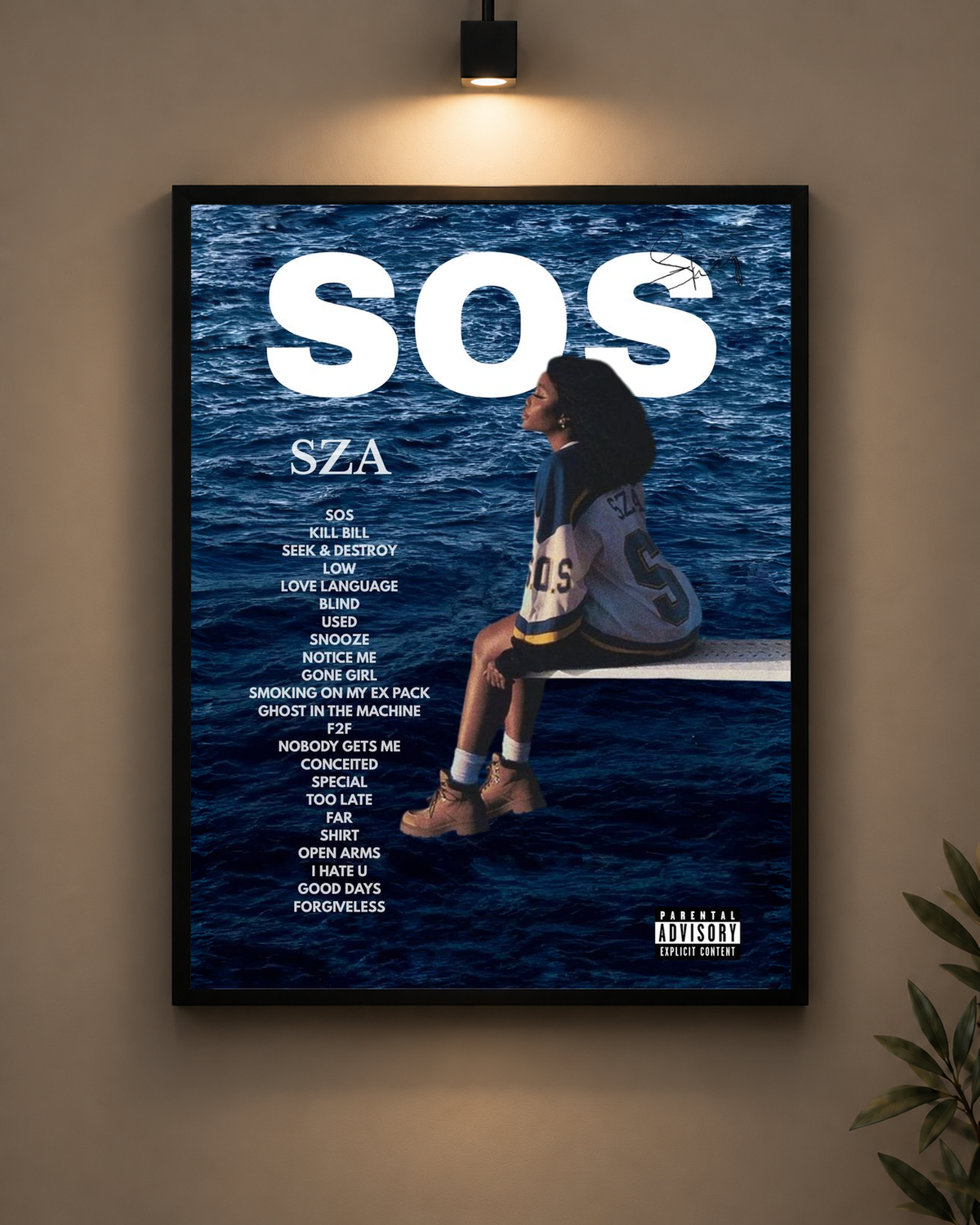 SZA SOS Frame in black frame - PrintIt