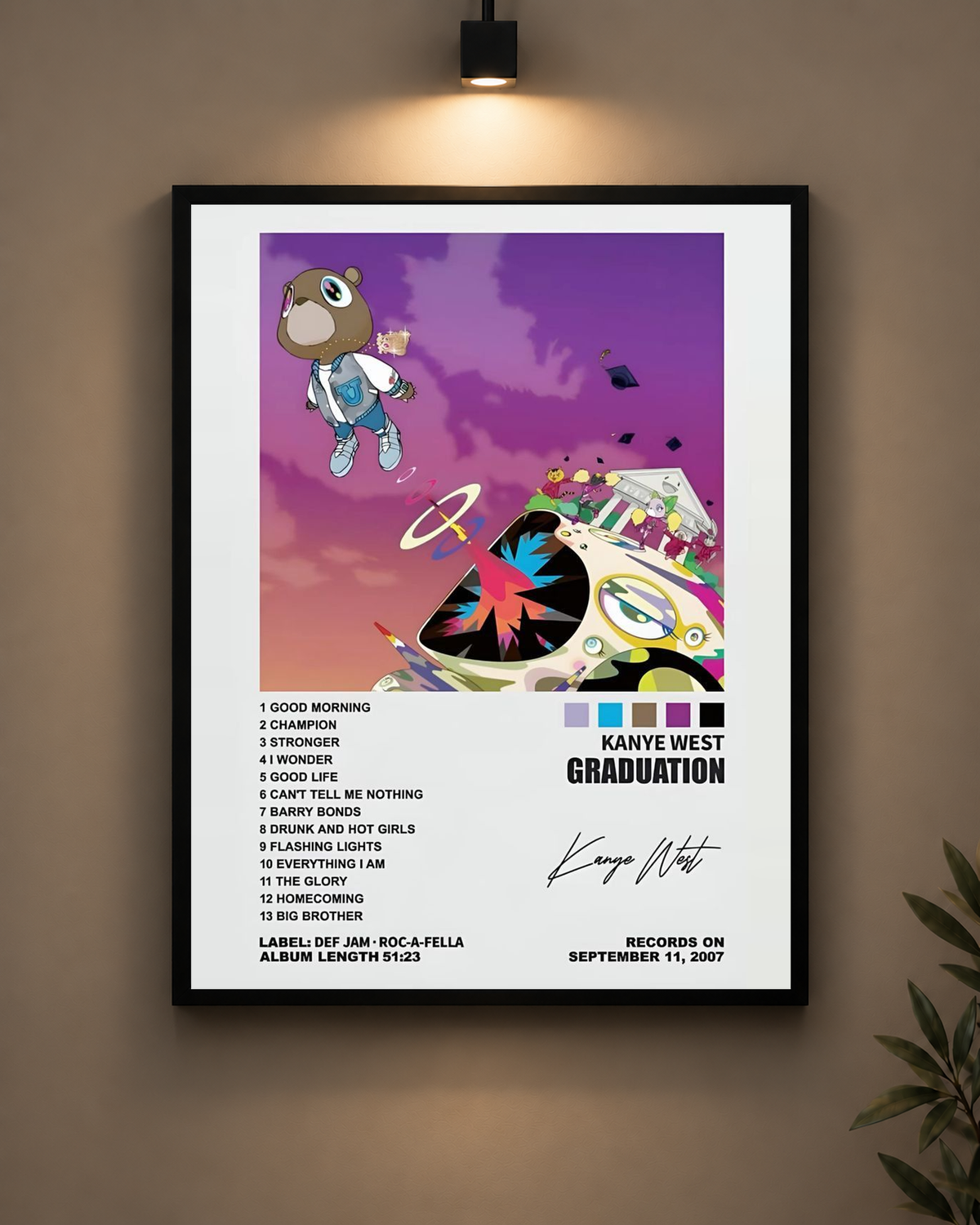 Kanye West Graduation Frame in black frame - PrintIt