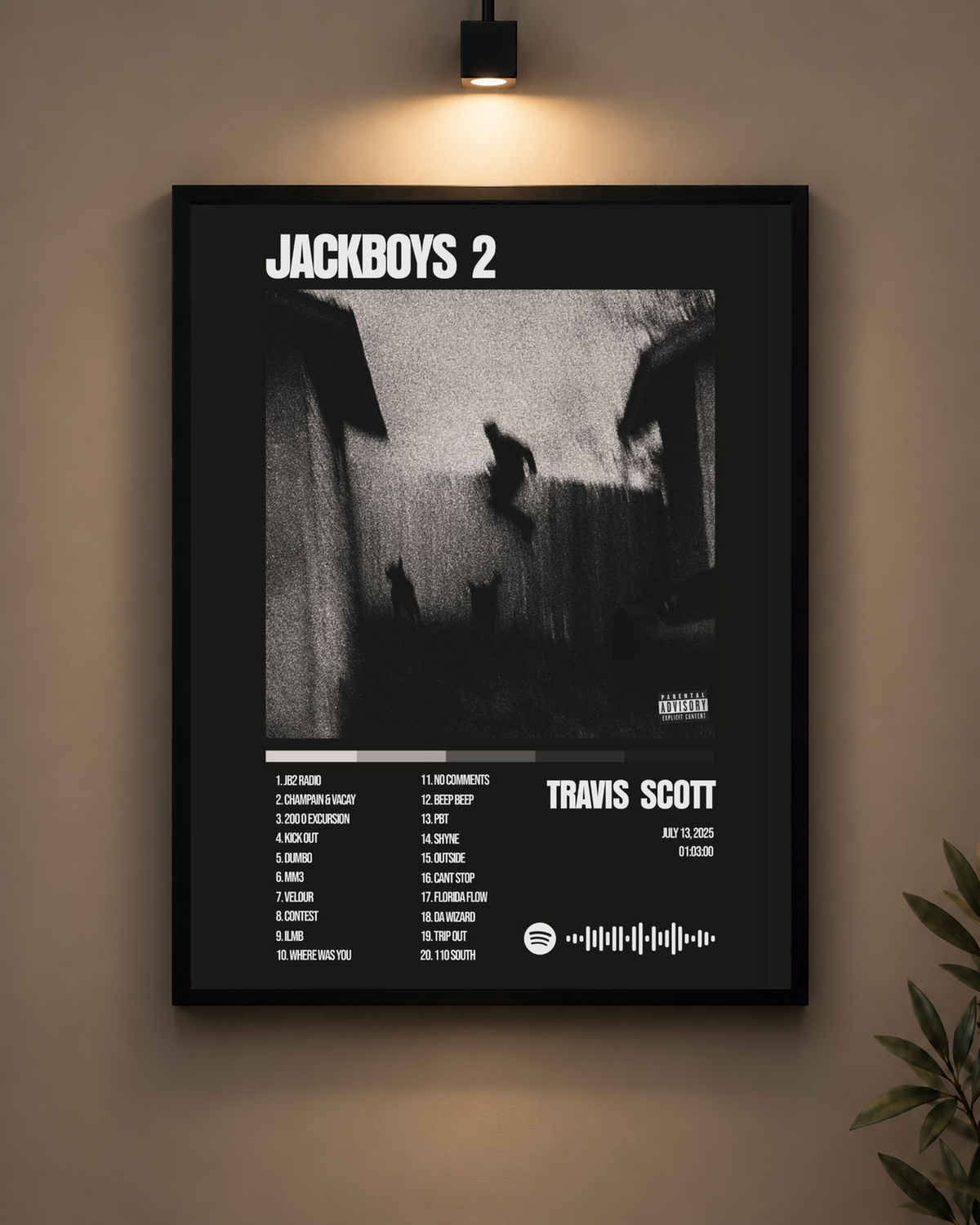 Travis Scott Jackboys 2 Frame in black frame - PrintIt