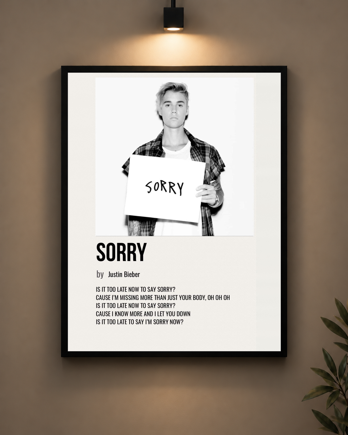 Justin Bieber Sorry Frame in black frame - PrintIt