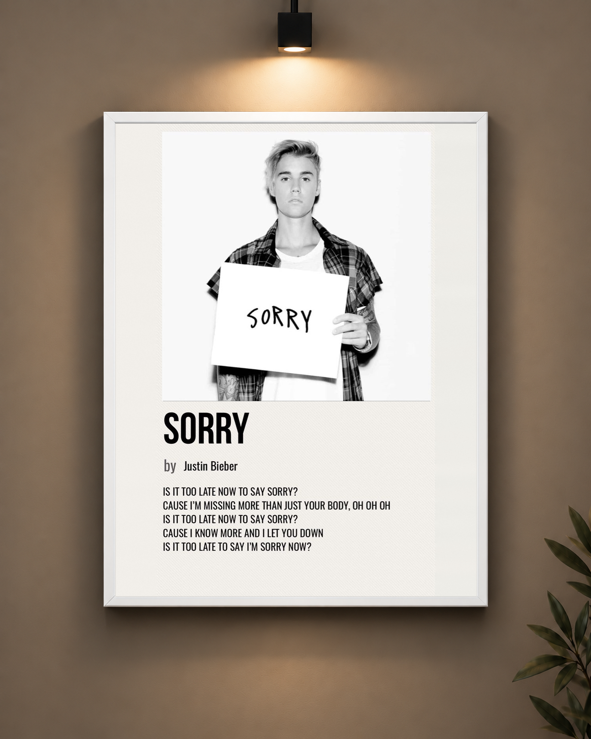 Justin Bieber Sorry Frame in black frame - PrintIt