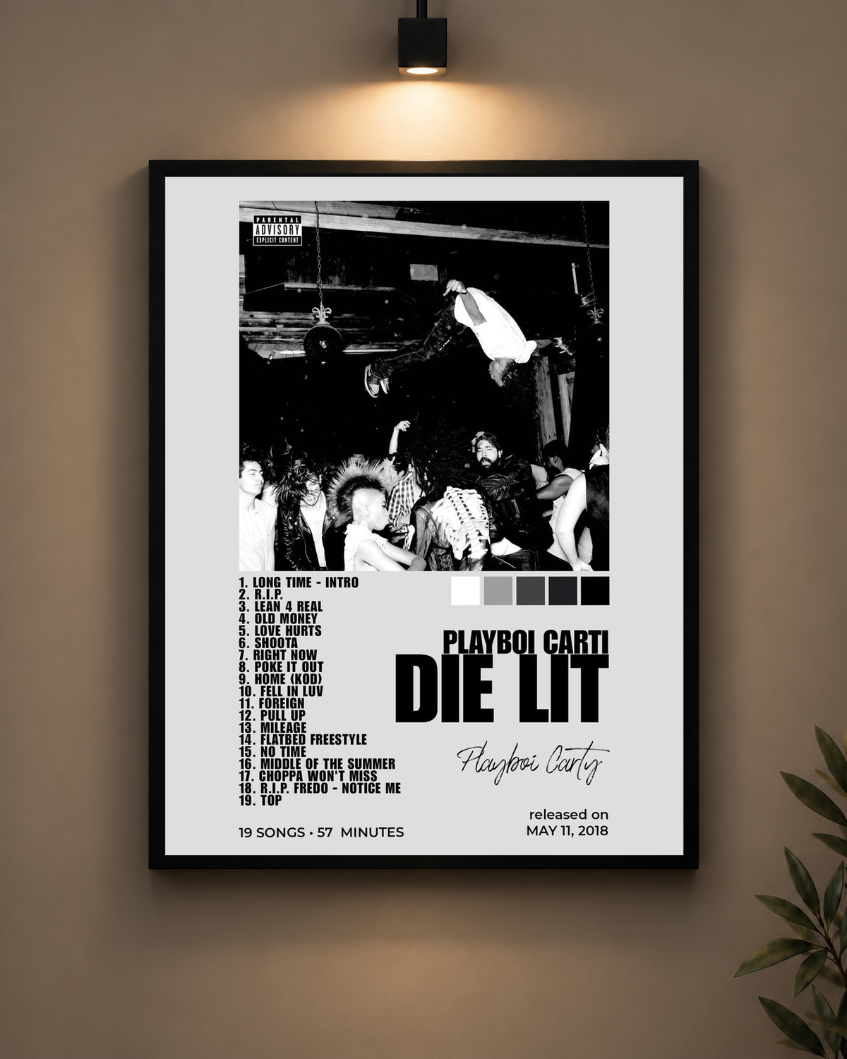 Playboi Carti Die Lit Frame in black frame - PrintIt