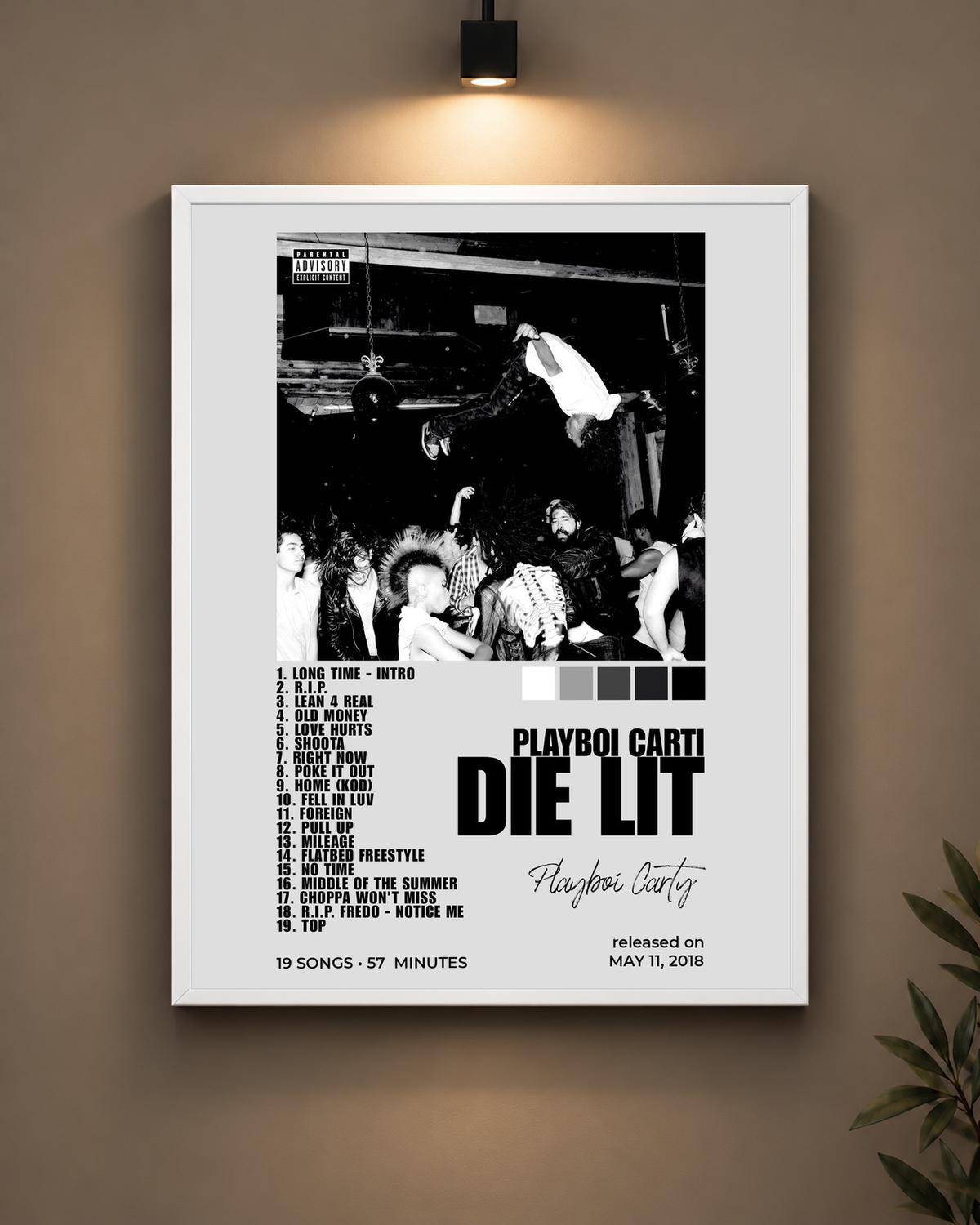 Playboi Carti Die Lit Frame in black frame - PrintIt